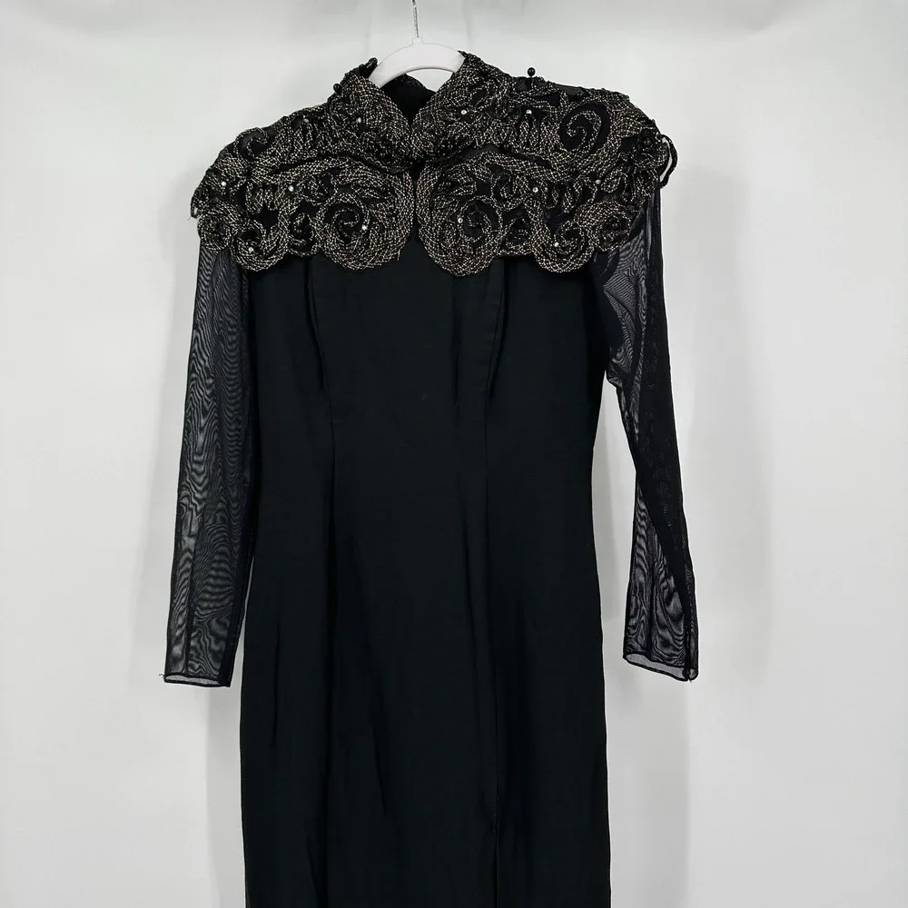 Womens Whimsigoth Maxi Gown Size 8 Dress Beaded Old Hollywood Glam Gala Vintage - Picture 2 of 7
